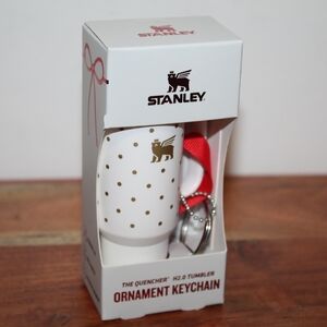 Stanley White and Gold Ornament Keychain